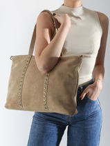 Schoudertas Velvet Milano Beige velvet VE24113-vue-porte