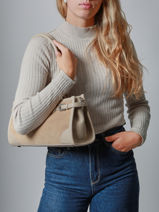 Schoudertas Velvet Caviar Leder Milano Beige velvet caviar VC25062-vue-porte