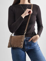 Cross Body Tas Velvet Leder Milano Beige velvet VE24111O-vue-porte