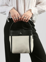 Handtas Hardware Monogram Katoen Calvin klein jeans Wit hardware monogram 4F3348G-vue-porte