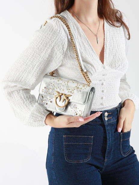 Cross Body Tas Love Bag Icon Leder Pinko Zilver love bag icon A1YW ander zicht 1