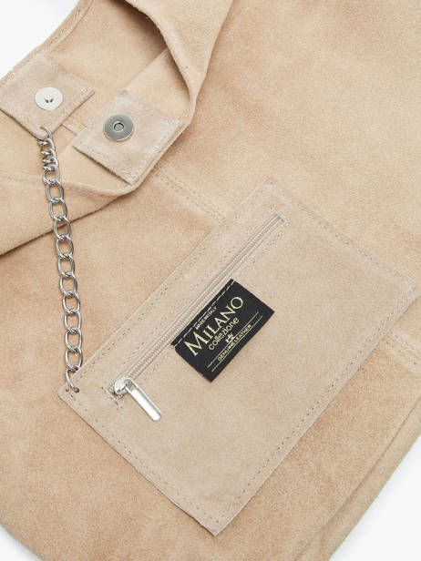 Schoudertas Velvet Leder Milano Beige velvet VE24062B ander zicht 3