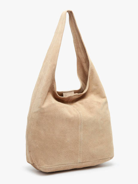 Schoudertas Velvet Leder Milano Beige velvet VE24062B ander zicht 4