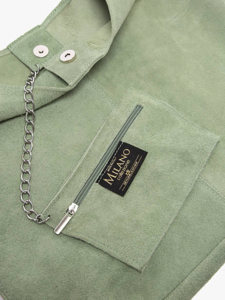 Schoudertas Velvet Leder Milano Groen velvet VE24062B ander zicht 2