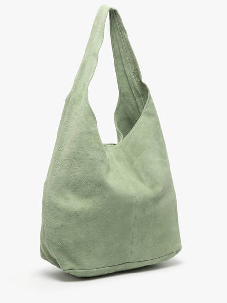 Schoudertas Velvet Leder Milano Groen velvet VE24062B ander zicht 3