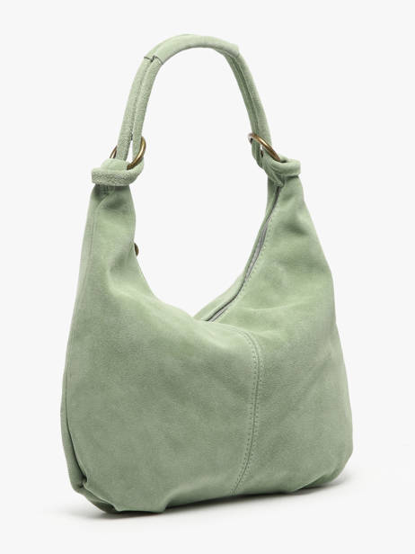 Schoudertas Velvet Leder Milano Groen velvet VE24111 ander zicht 2