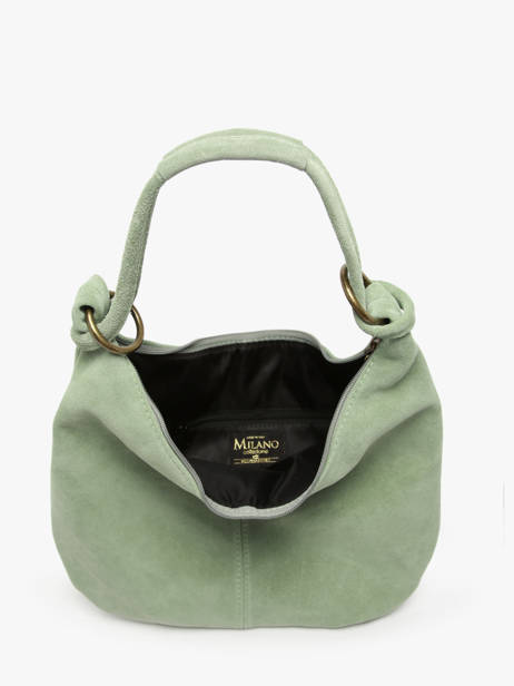 Schoudertas Velvet Leder Milano Groen velvet VE24111 ander zicht 3
