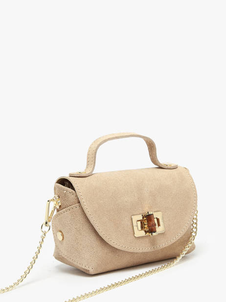 Cross Body Tas Velvet Leder Milano Beige velvet VE24117 ander zicht 2