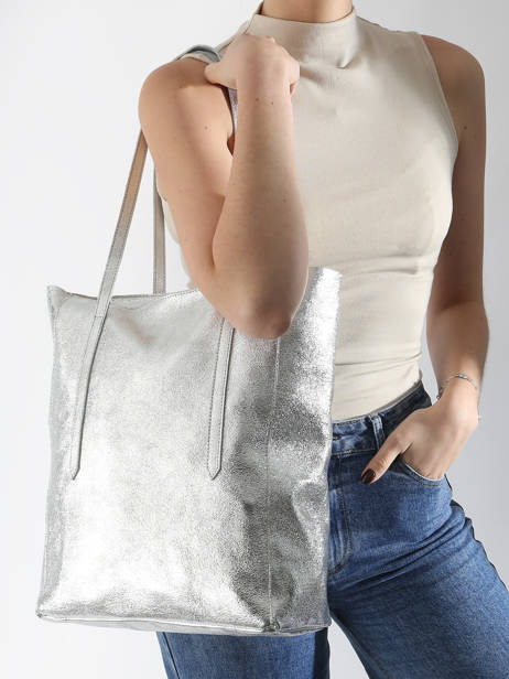 Schoudertas A4 Formaat Nine Leder Milano Zilver nine NI24111 ander zicht 1