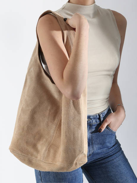 Schoudertas Velvet Leder Milano Beige velvet VE24062B ander zicht 1
