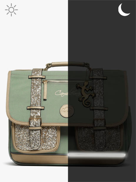 Boekentas Voor Kinderen 2 Compartimenten Cameleon Groen vintage fantasy CA38 ander zicht 8