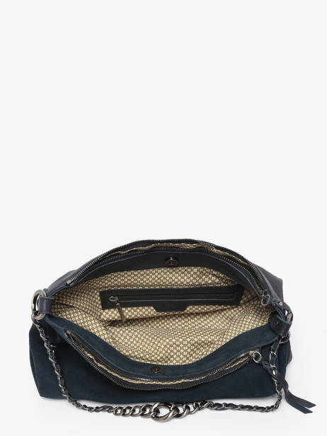 Cross Body Tas Vintage Leder Mila louise Blauw vintage 3822VC ander zicht 2