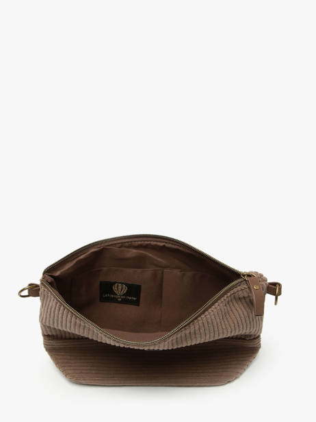 Cross Body Tas Velours Le voyage en panier Bruin velours AHP239 ander zicht 3