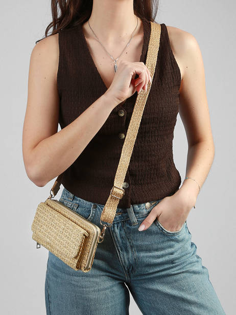 Portefeuille /cross Body Miniprix Beige raphia 1460 ander zicht 1